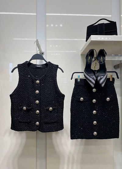 Костюм жилет юбка Balmain